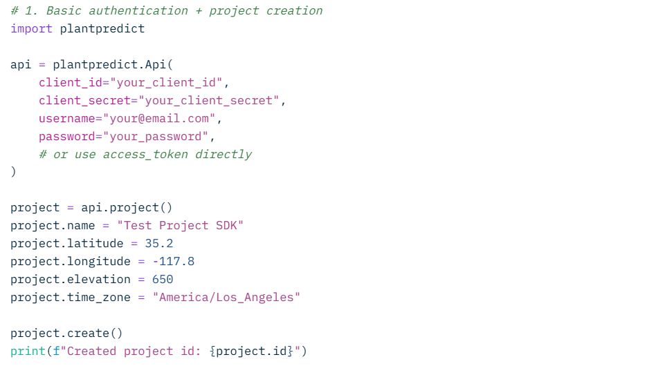 PlantPredict sample python code API